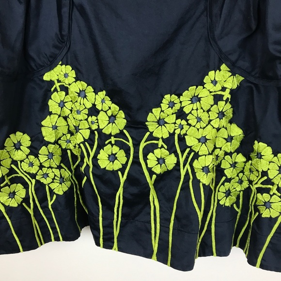 Eshakti Blck Smocked Floral Embroidery Mini Skirt - Picture 2 of 6